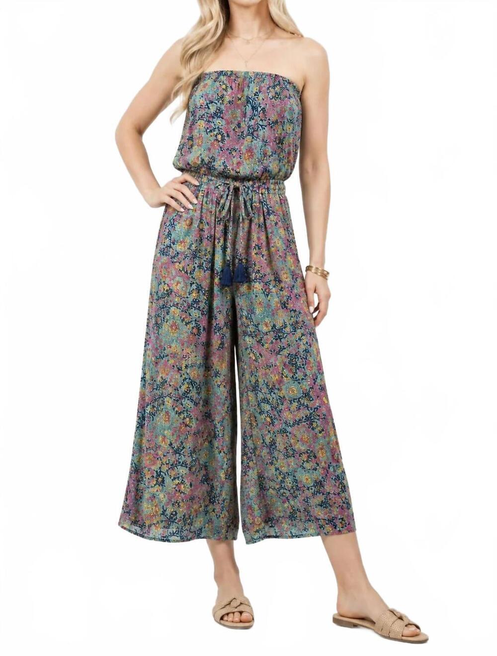 NEW FASHION FUSE muse strapless jumpsuit in multi color